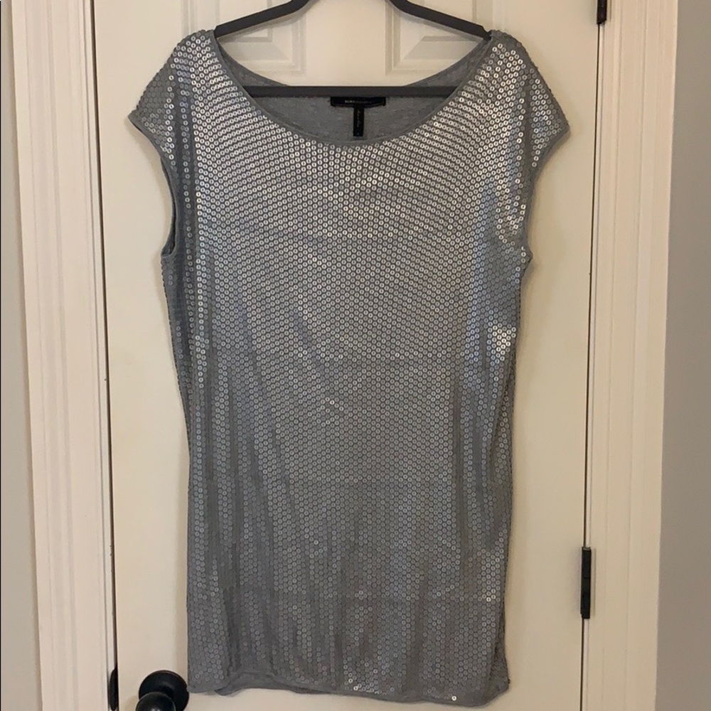 BCBG heather grey sequined dress